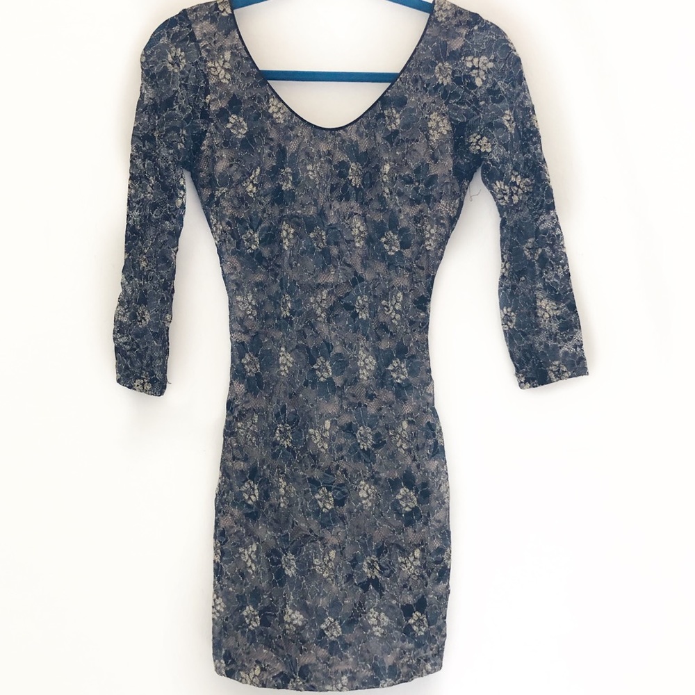 Dress the Population Body Con Lacey Overlay Dress